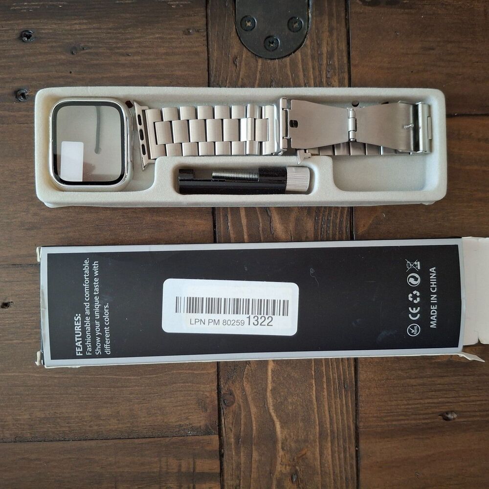 Stainless Steel Apple Watch Band Bracelet w Case Link Removal Tool Silver